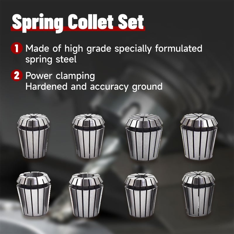 findmall 8Pcs ER32 Collet Common Size 1/8", 3/16", 1/4", 5/16", 3/8", 1/2", 5/8", 3/4" Fit for CNC Engraving Machine - Image 3